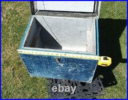 Vintage Ice Box Metal Cooler Galvanize Blue color traveller Refrigeration