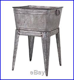 Vintage Ice Chest Cooler Patio Deck Outdoor Tub Stand Galvanized Retro Old Style