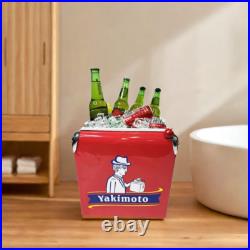 Vintage Ice Chest Cooler Yakimoto 13L Metal Red for Party BBQs Picnic RV Outdoor