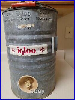 Vintage Igloo Galvanized 3 Gallon Drinking Water Cooler Dispenser No RUST