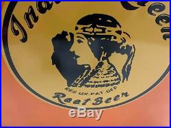 Vintage Indian Queen Root Beer Metal Soda Cooler GAS OIL SODA COLA 17x13x17 WithTr