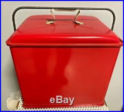 Vintage JC Higgins Sears Red Ice Chest Cooler Near Mint With Box & Tray Beauty