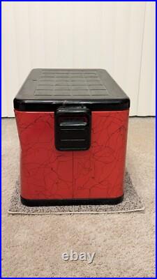 Vintage KAMPKOLD Red Metal Cooler 1950's Era 25 x 14 x 13.5 with Divider MCM Vintage KAMPKOLD Red Metal Cooler 1950's Era 25 x 14 x 13.5 with Divider MCM