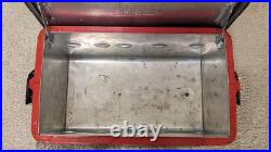 Vintage KAMPKOLD Red Metal Cooler 1950's Era 25 x 14 x 13.5 with Divider MCM Vintage KAMPKOLD Red Metal Cooler 1950's Era 25 x 14 x 13.5 with Divider MCM