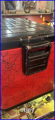 Vintage KAMPKOLD Red Metal Cooler 1950's Era with Divider? RARE