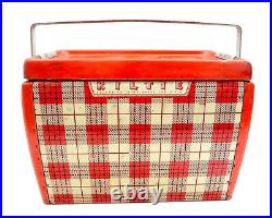Vintage KILTIE Red Plaid Metal Cooler 1950's Era 16.5 x 9.5 x 11.5 MCM RETRO Vintage KILTIE Red Plaid Metal Cooler 1950's Era 16.5 x 9.5 x 11.5 MCM RETRO