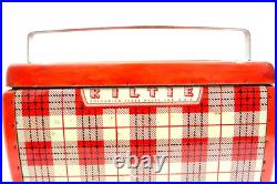 Vintage KILTIE Red Plaid Metal Cooler 1950's Era 16.5 x 9.5 x 11.5 MCM RETRO Vintage KILTIE Red Plaid Metal Cooler 1950's Era 16.5 x 9.5 x 11.5 MCM RETRO