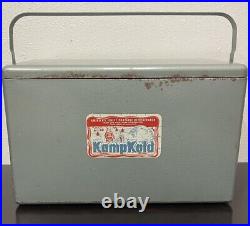 Vintage Kampkold Kamp Lite Kampkook Aluminum Ice Chest Cooler with Removable Shelf