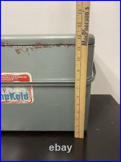 Vintage Kampkold Kamp Lite Kampkook Aluminum Ice Chest Cooler with Removable Shelf