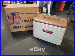 Vintage Knapp Monarch Therm A Chest Picnic Metal Cooler withBox RARE bottle opener