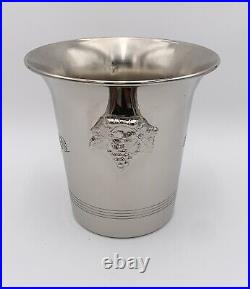 Vintage Krug Silvertone Champagne Cooler Bucket Grapevine Handles Engraved Logo