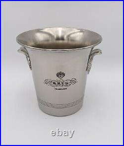 Vintage Krug Silvertone Champagne Cooler Bucket Grapevine Handles Engraved Logo