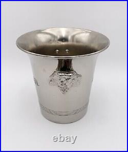 Vintage Krug Silvertone Champagne Cooler Bucket Grapevine Handles Engraved Logo