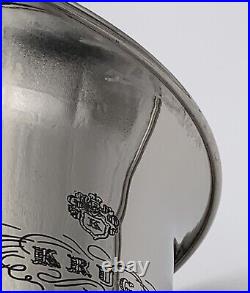 Vintage Krug Silvertone Champagne Cooler Bucket Grapevine Handles Engraved Logo