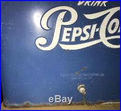 Vintage LARGE 1950s Blue DRINK PEPSI COLA Soda Pop Metal COOLER with tray