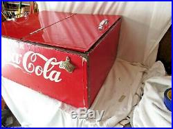 Vintage LARGE Coca Cola Cooler With Double Lid Wood & Metal Lined with Drain