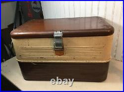 Vintage LITTLE BROWN CHEST Metal Ice Box Cooler Large 28 in