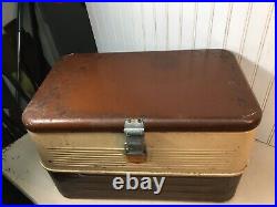 Vintage LITTLE BROWN CHEST Metal Ice Box Cooler Large 28 in