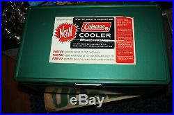 Vintage Large 44 quart Coleman Green Metal Latch Lock Cooler Ice Chest low boy
