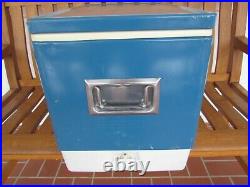 Vintage Large BLUE-WHITE Metal Coleman Cooler Original 44 Quart LOW BOY