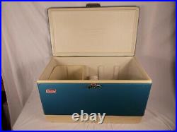 Vintage Large Blue Metal Coleman Cooler W Ice Container & Tray Inside 28 Long