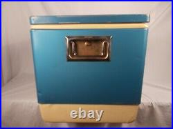 Vintage Large Blue Metal Coleman Cooler W Ice Container & Tray Inside 28 Long