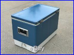 Vintage Large Coleman Blue Metal Camping Cooler 70s ice chest