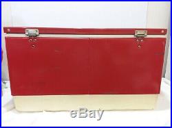 Vintage Large Coleman Red Metal Camping Cooler 70s 28 wide ice chest Rare size