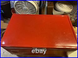 Vintage Large Coleman Red Metal Camping Cooler ice chest