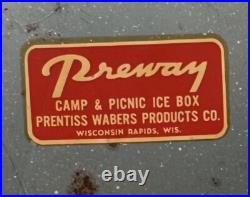 Vintage Large Early Preway Camping Metal Cooler / Ice Box Wisconsin Rapids USA