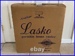 Vintage Lasko Portable Home Cooler Metal Box Fan Teal & Aqua Blue #6760
