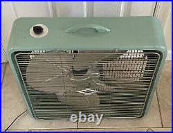 Vintage Lasko Portable Home Cooler Metal Box Fan Teal & Aqua Blue #6760