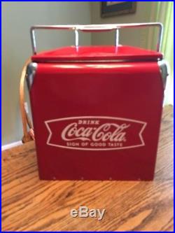 Vintage Look Fishtail Logo Metal Coca Cola Cooler box