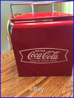 Vintage Look Fishtail Logo Metal Coca Cola Cooler box