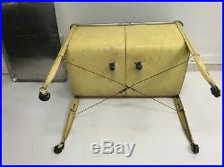 Vintage METAL DOUBLE WASH TUB w Stand cooler planter garden industrial yellow