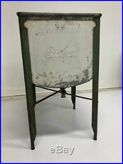 Vintage METAL WASH TUB stand cooler planter plant stand green garden country 50s
