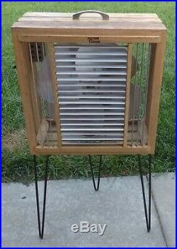 Vintage Mathes Cooler Model 544 Wood Box Fan with Metal Legs