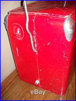 Vintage Metal 1950's Red Coca Cola Cooler with Side Bottle Opener