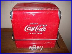 Vintage Metal 1950's Red Coca Cola Cooler with Side Bottle Opener