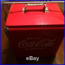 Vintage Metal 1950's Red Coca Cola Cooler with Side Bottle Opener SUPER NICE