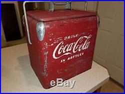 Vintage Metal 1950s Coca-Cola Cooler Acton Junior Nicely Used Condition