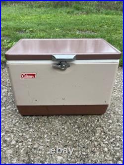 Vintage Metal 23 Coleman Cooler Butternut & Brown with Drain Openers