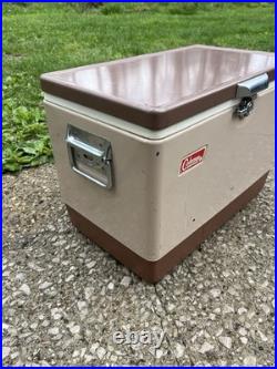 Vintage Metal 23 Coleman Cooler Butternut & Brown with Drain Openers