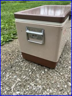 Vintage Metal 23 Coleman Cooler Butternut & Brown with Drain Openers