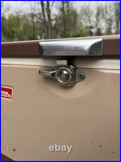 Vintage Metal 23 Coleman Cooler Butternut & Brown with Drain Openers