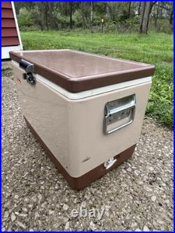 Vintage Metal 23 Coleman Cooler Butternut & Brown with Drain Openers