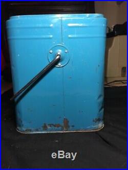 Vintage Metal Blue Drewrys Beer Cooler