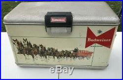 Vintage Metal Budweiser Beer Cooler 1950's Clydesdale Horses with Food Cooler