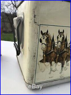 Vintage Metal Budweiser Beer Cooler 1950's Clydesdale Horses with Food Cooler