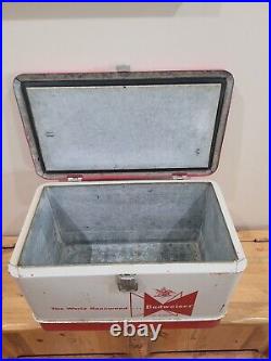 Vintage Metal Budweiser Cooler Ice Box Galvanized Interior